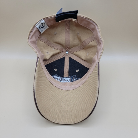 Justin Boots Tan with Barbwire Bill Adjustable Cap/Hat Rare Made In USA Brown - Picture 9 of 10